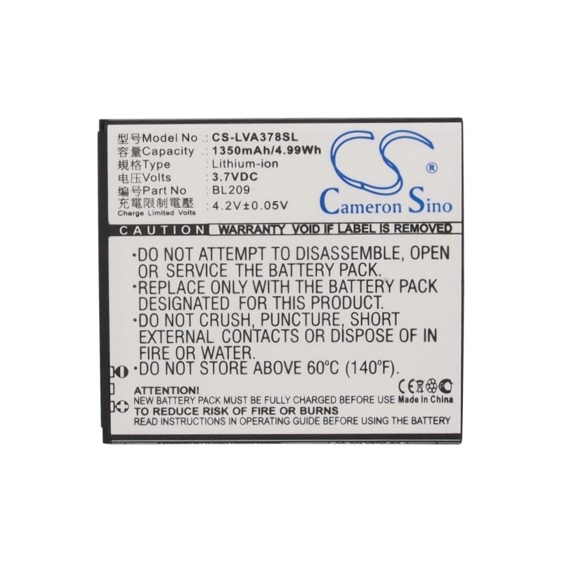 Li-ion Battery fits Lenovo, a378, a398t, a516 3.7V, 1350mAh Mobile & SmartPhone Cameron Sino Technology Limited