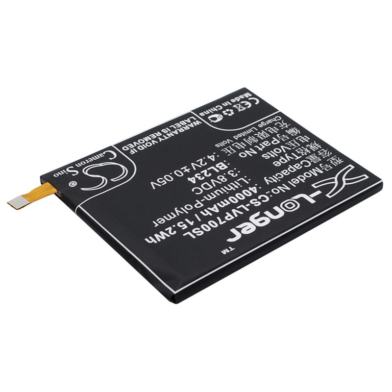 Li-Polymer Battery fits Lenovo, a5000 dual, p70t, vibe p1m 3.8V, 4000mAh Mobile & SmartPhone Cameron Sino Technology Limited