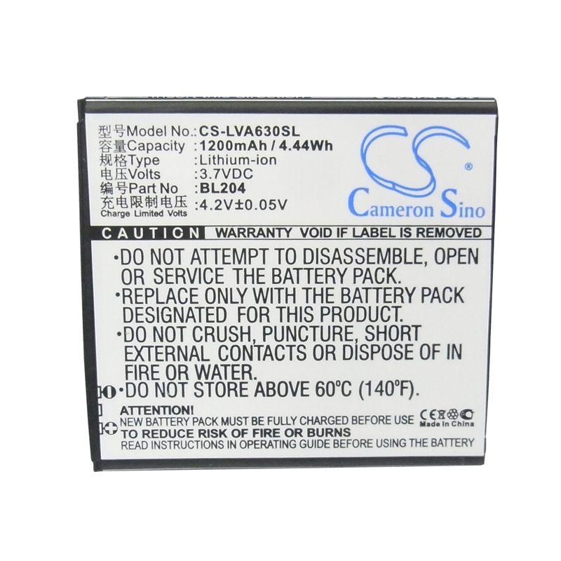 Li-ion Battery fits Lenovo, a586, a630t, a670t 3.7V, 1200mAh Mobile & SmartPhone Cameron Sino Technology Limited