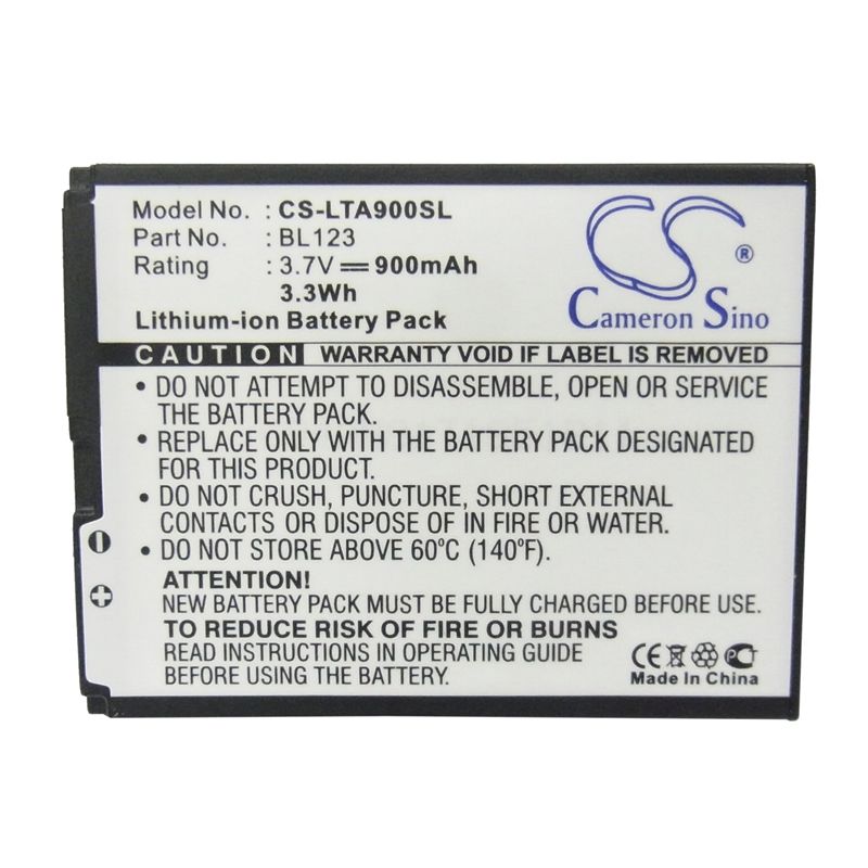 Li-ion Battery fits Lenovo, a900 3.7V, 900mAh Mobile & SmartPhone Cameron Sino Technology Limited