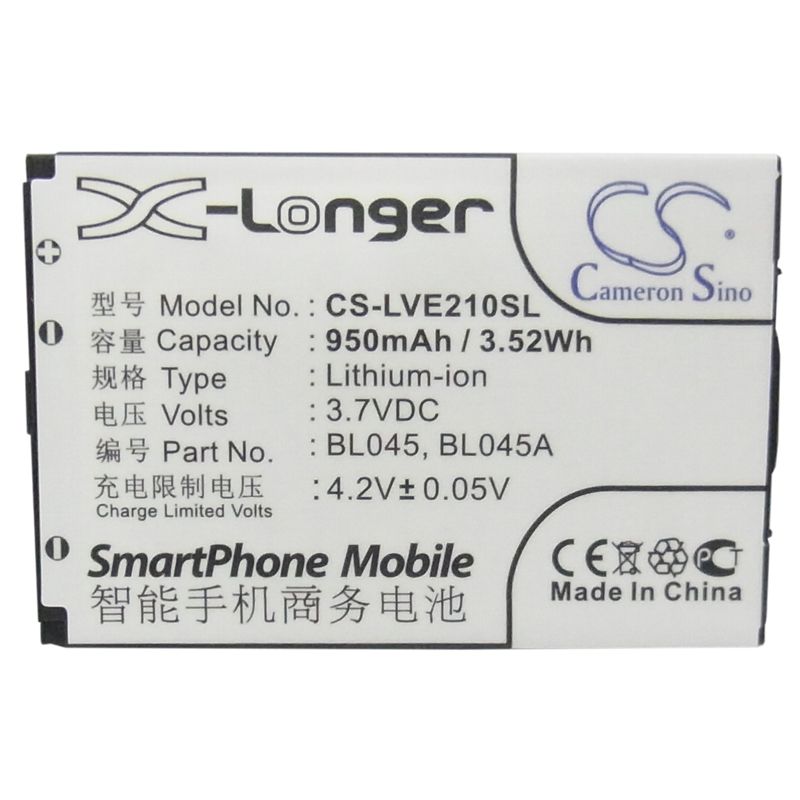 Li-ion Battery fits Lenovo, e118, e206, e209 3.7V, 950mAh Communications Cameron Sino Technology Limited