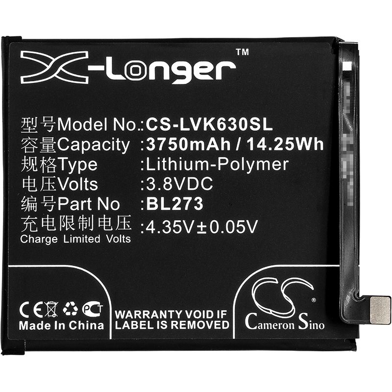 Li-Polymer Battery fits Lenovo, k6 note, k6 note dual sim 3.8V, 3750mAh Mobile & SmartPhone Cameron Sino Technology Limited