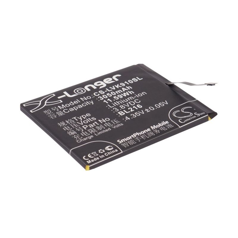 Li-Polymer Battery fits Lenovo, k910, k910e, vibe z 3.8V, 3050mAh Mobile & SmartPhone Cameron Sino Technology Limited