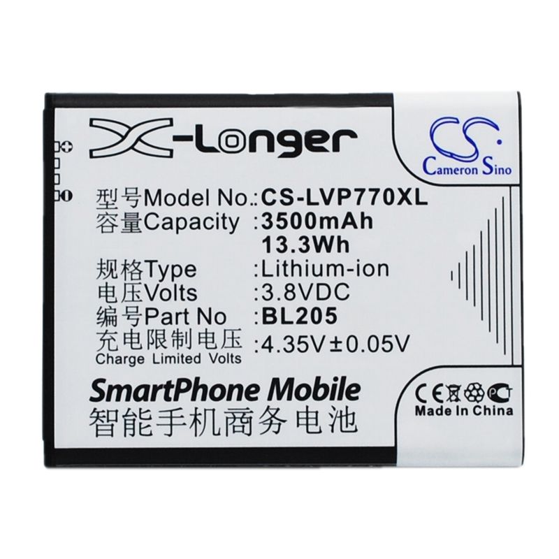 Li-ion Battery fits Lenovo, p770 3.8V, 3500mAh Mobile & SmartPhone Cameron Sino Technology Limited