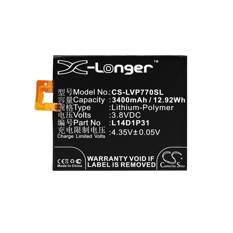 Li-Polymer Battery fits Lenovo, pb1-770n, pb1-770n dual sim td-lte 3.8V, 3400mAh Mobile & SmartPhone Cameron Sino Technology Limited