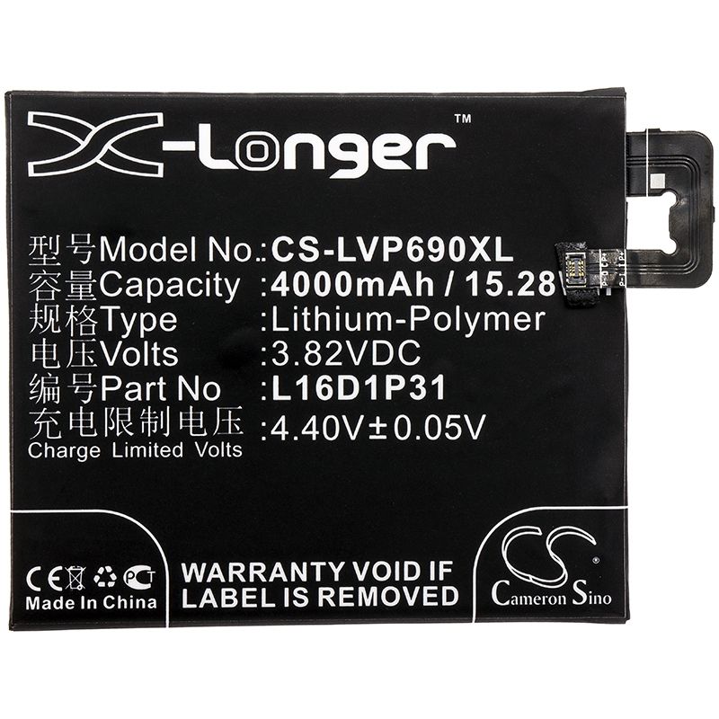 Li-Polymer Battery fits Lenovo, pb2-690n, phab 2 pro, phab2 pro 3.82V, 4000mAh Mobile & SmartPhone Cameron Sino Technology Limited