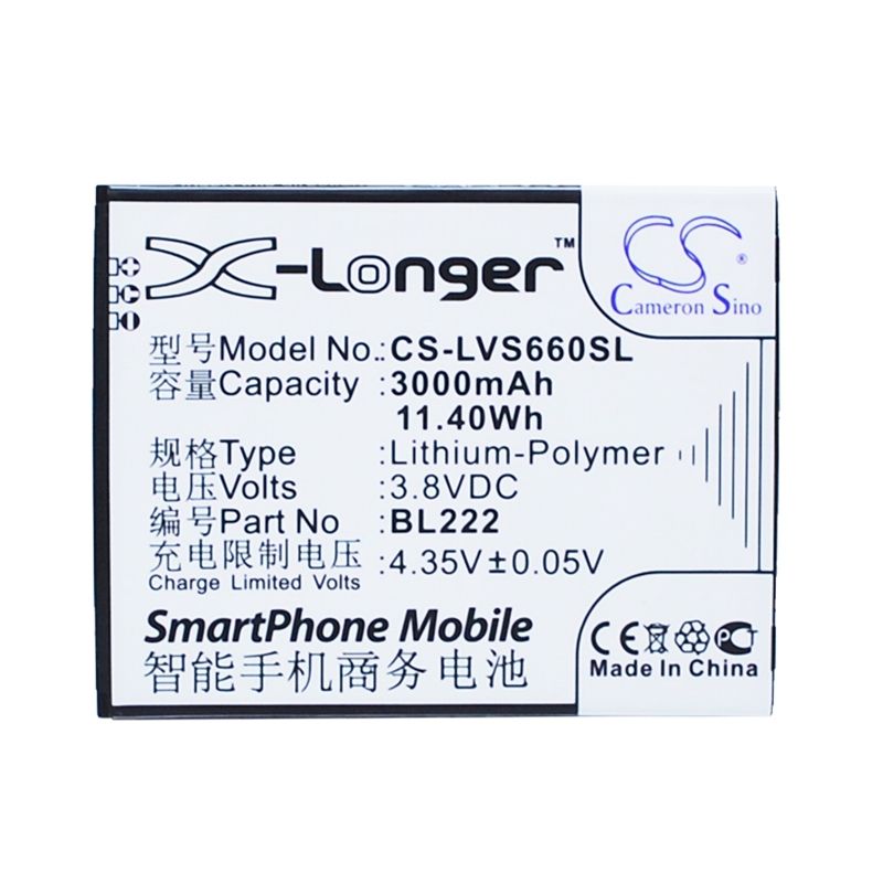 Li-Polymer Battery fits Lenovo, s660, s668t 3.8V, 3000mAh Mobile & SmartPhone Cameron Sino Technology Limited
