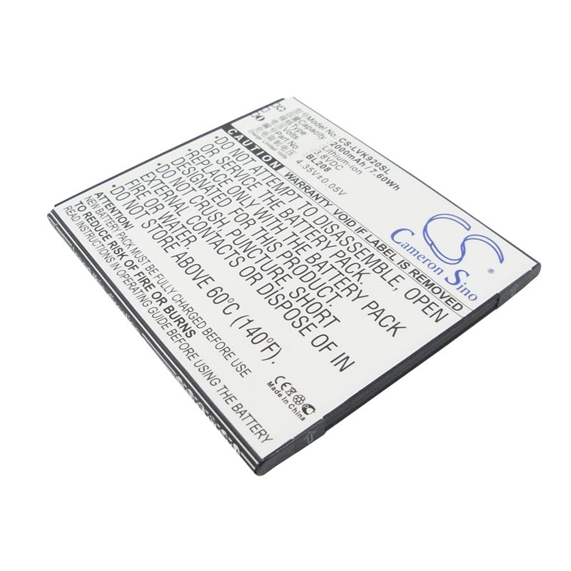 Li-ion Battery fits Lenovo, s920 3.8V, 2000mAh Mobile & SmartPhone Cameron Sino Technology Limited