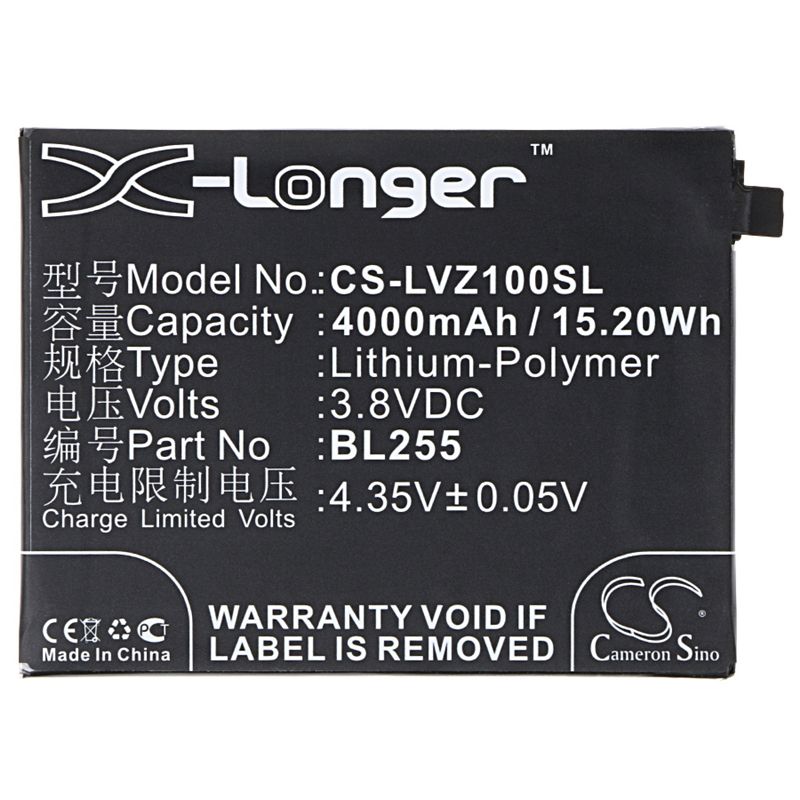 Li-polymer Battery Fits Lenovo, Z1221, Z1221 Dual Sim, Zuk Z1 3.8v, 4000mah Mobile & SmartPhone Cameron Sino Technology Limited