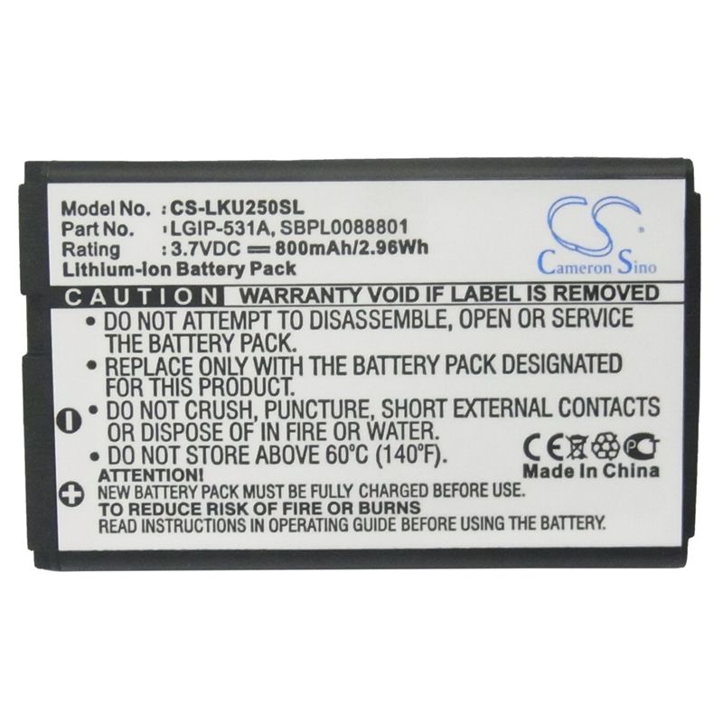Li-ion Battery fits Lg, 236c, 237c, 440g 3.7V, 800mAh Mobile & SmartPhone Cameron Sino Technology Limited
