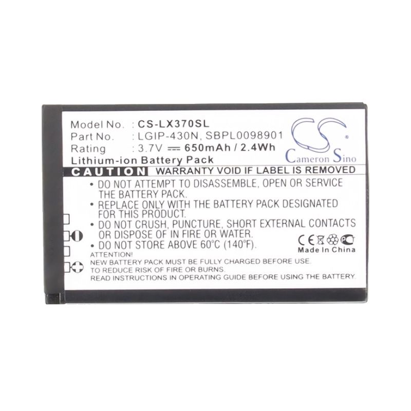 Li-ion Battery fits Lg, 990g, c320, cookie fresh 3.7V, 650mAh Mobile & SmartPhone Cameron Sino Technology Limited