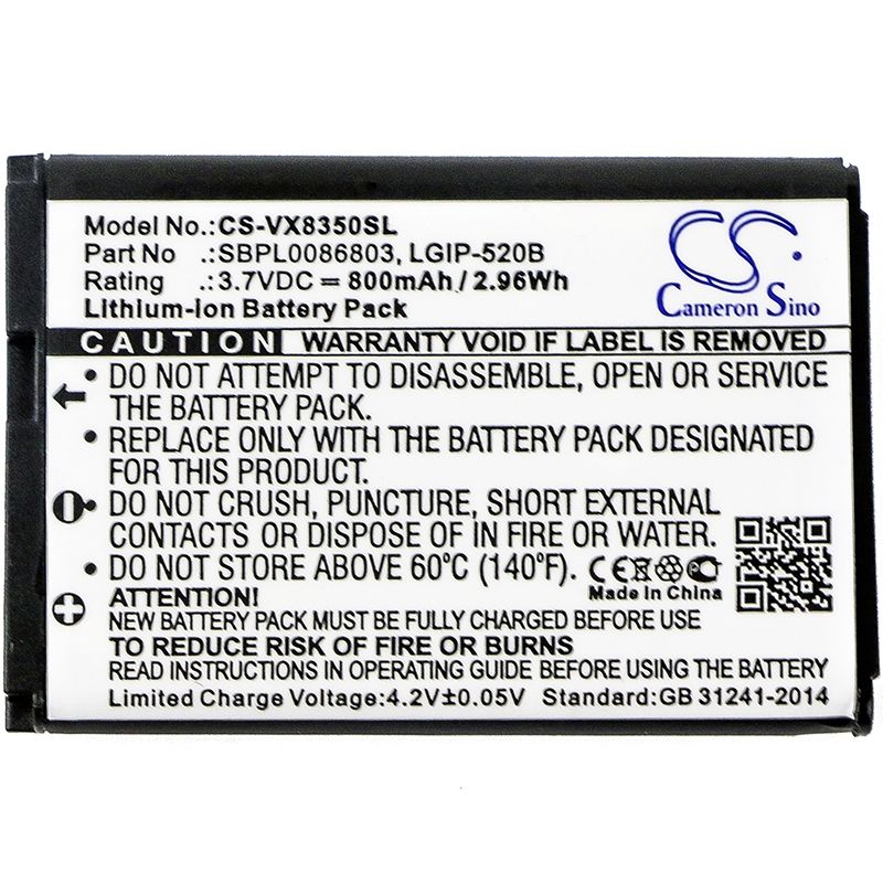 Li-ion Battery Fits Lg, Ax310, Helix, Ln180 3.7v, 800mah Mobile & SmartPhone Cameron Sino Technology Limited