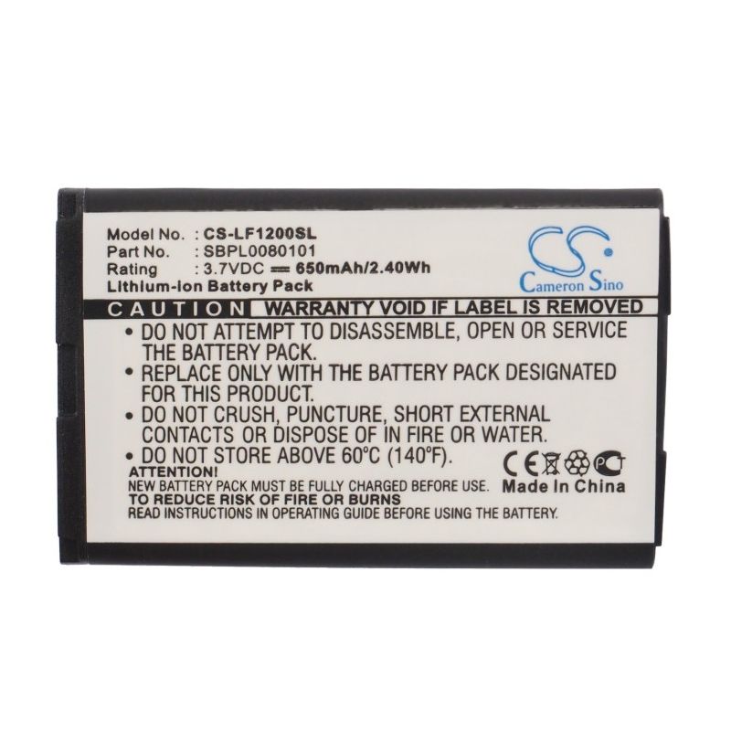 Li-ion Battery fits Lg, f1200, f9100, f9200 3.7V, 650mAh Mobile & SmartPhone Cameron Sino Technology Limited