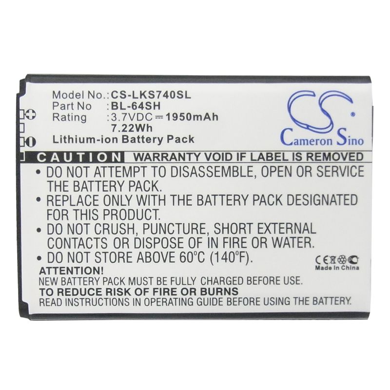 Li-ion Battery fits Lg, f540s, h442, lgls751abb 3.7V, 1950mAh Mobile & SmartPhone Cameron Sino Technology Limited