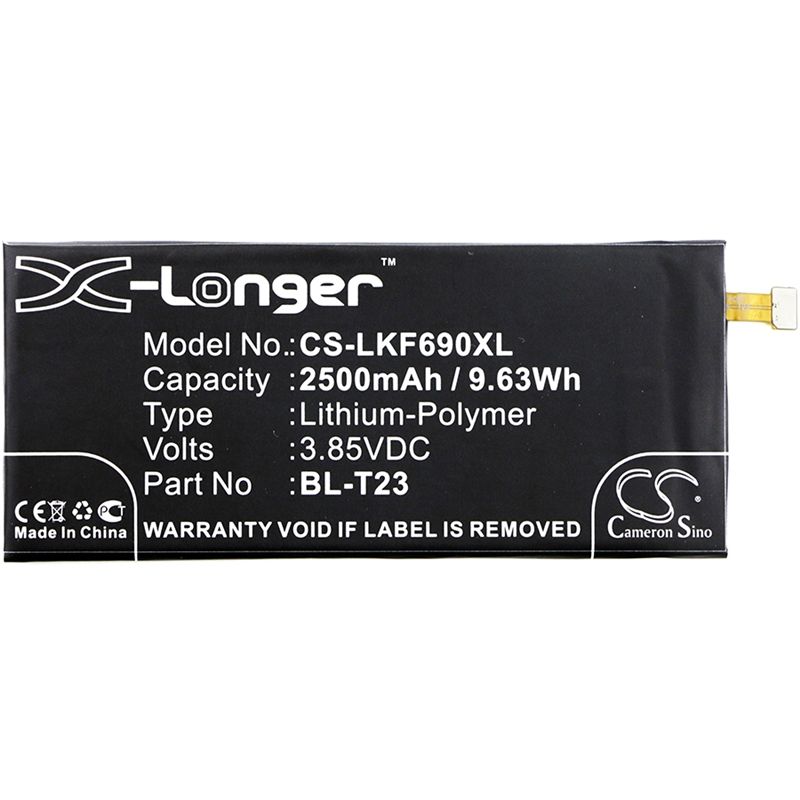 Li-Polymer Battery fits Lg, f690l, f690s, k500 3.85V, 2500mAh Mobile & SmartPhone Cameron Sino Technology Limited