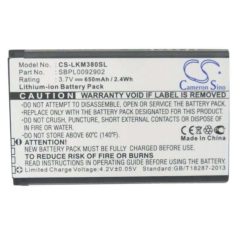 Li-ion Battery Fits Lg, Gb258, Gd350, Gm210 3.7v, 650mah Mobile & SmartPhone Cameron Sino Technology Limited