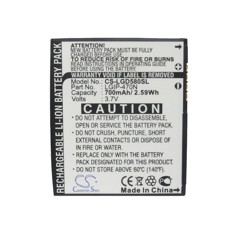 Li-ion Battery fits Lg, gd580, gd580 lollitop 3.7V, 700mAh Mobile & SmartPhone Cameron Sino Technology Limited