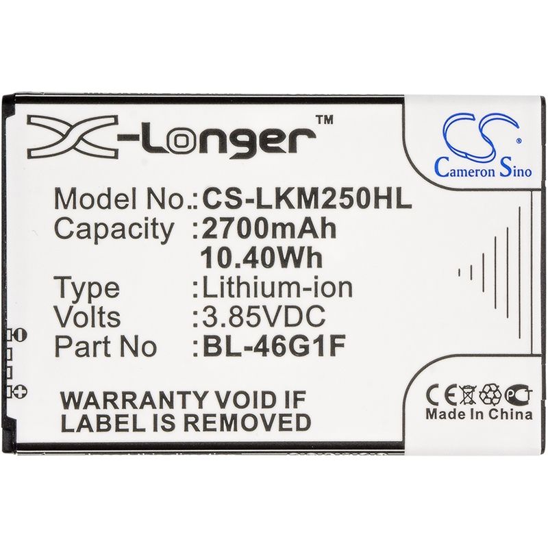 Li-ion Battery fits Lg, grace, harmony, k10 2017 3.85V, 2700mAh Mobile & SmartPhone Cameron Sino Technology Limited