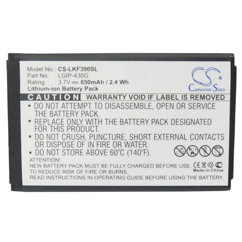 Li-ion Battery Fits Lg, Gu230, Kf390, Kf757 3.7v, 650mah Mobile & SmartPhone Cameron Sino Technology Limited