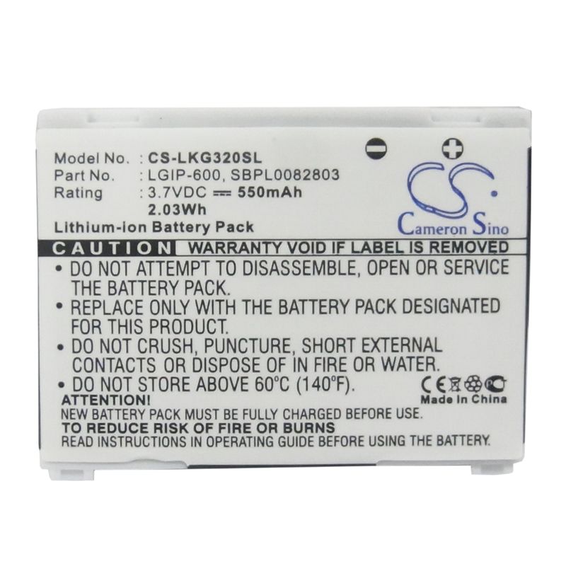 Li-ion Battery fits Lg, kg320, kg-320, mg320c 3.7V, 550mAh Communications Cameron Sino Technology Limited (Suspended)
