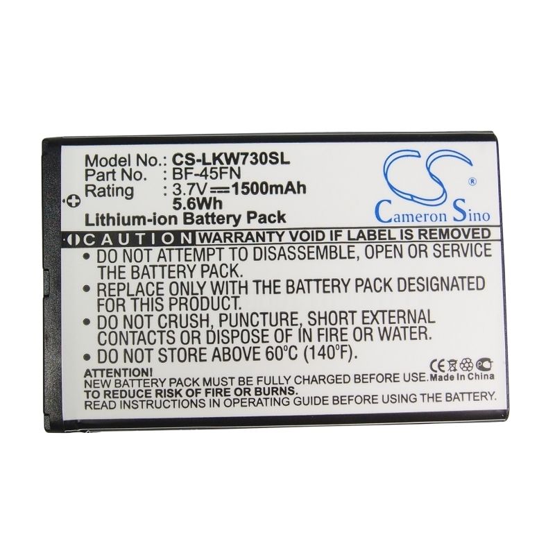 Li-ion Battery fits Lg, kw730 3.7V, 1500mAh Mobile & SmartPhone Cameron Sino Technology Limited
