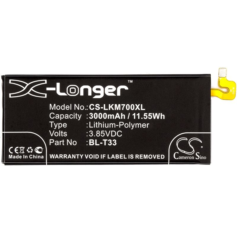 Li-Polymer Battery fits Lg, m700a, m700an, m700dsk 3.85V, 3000mAh Mobile & SmartPhone Cameron Sino Technology Limited