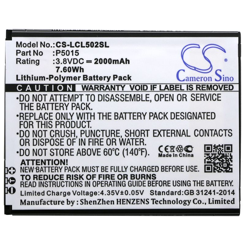 Li-Polymer Battery fits Logicom, l-ite 502 3.8V, 2000mAh Mobile & SmartPhone Cameron Sino Technology Limited