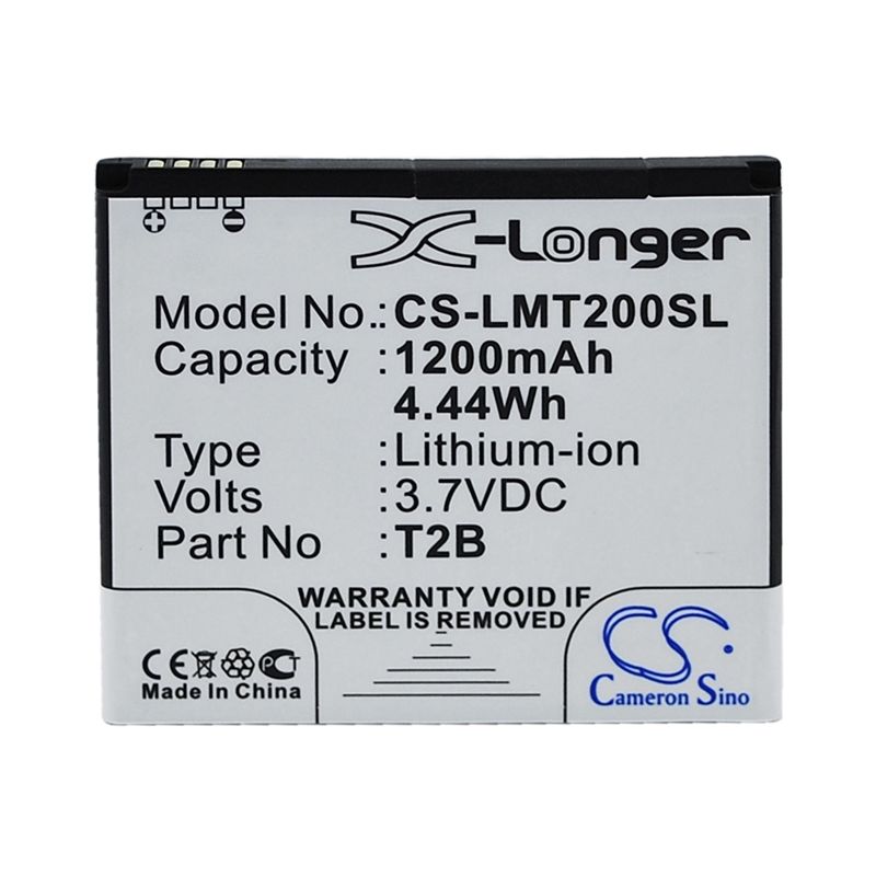Li-ion Battery fits Lumigon, t2 3.7V, 1200mAh Communications Cameron Sino Technology Limited