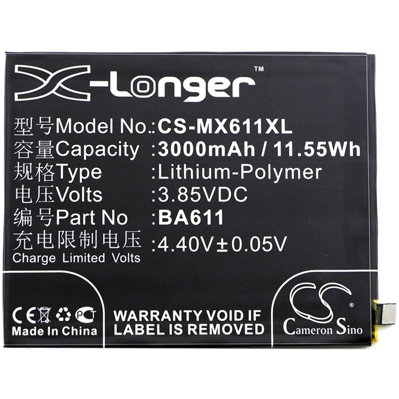 Li-Polymer Battery fits Meilan,5, m5, meizu 3.85V, 3000mAh Mobile & SmartPhone Cameron Sino Technology Limited
