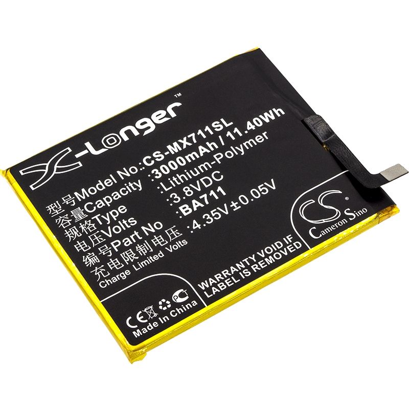 Li-Polymer Battery fits Meilan, m6, m6 dual sim, m6 dual sim td-lte 3.8V, 3000mAh Mobile & SmartPhone Cameron Sino Technology Limited