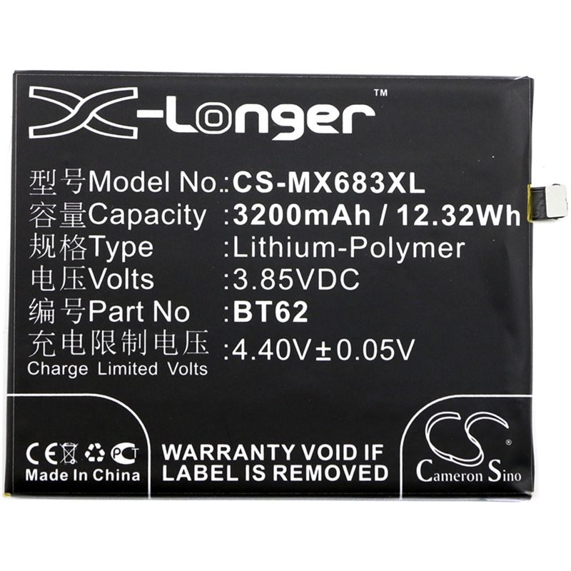 Li-Polymer Battery fits Meilan, x, meizu, m3x 3.85V, 3200mAh Communications Cameron Sino Technology Limited (Suspended)
