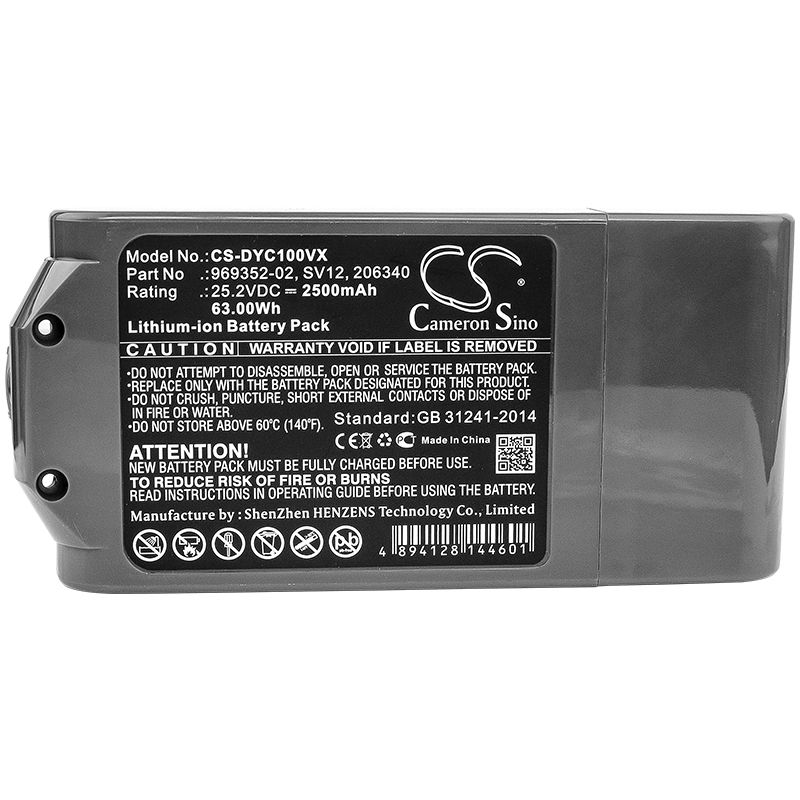 2500mah Li-ion Battery Fits Dyson, Cyclone V10, V10, V10 Absolute 25.2v Vacuum Cameron Sino Technology Limited