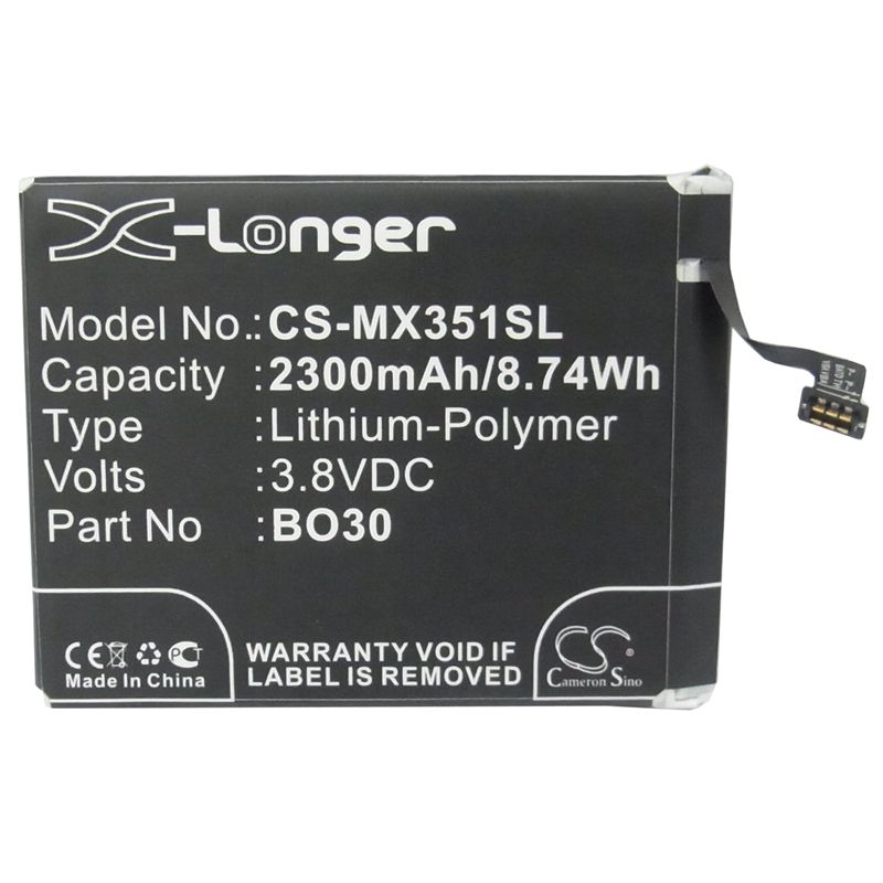 Li-Polymer Battery fits Meizu, m055, m351, m353 3.8V, 2300mAh Mobile & SmartPhone Cameron Sino Technology Limited