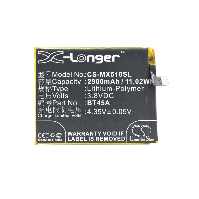 Li-Polymer Battery fits Meizu, m2 note m571c, m2 note m571h, m571c 3.8V, 2900mAh Mobile & SmartPhone Cameron Sino Technology Limited