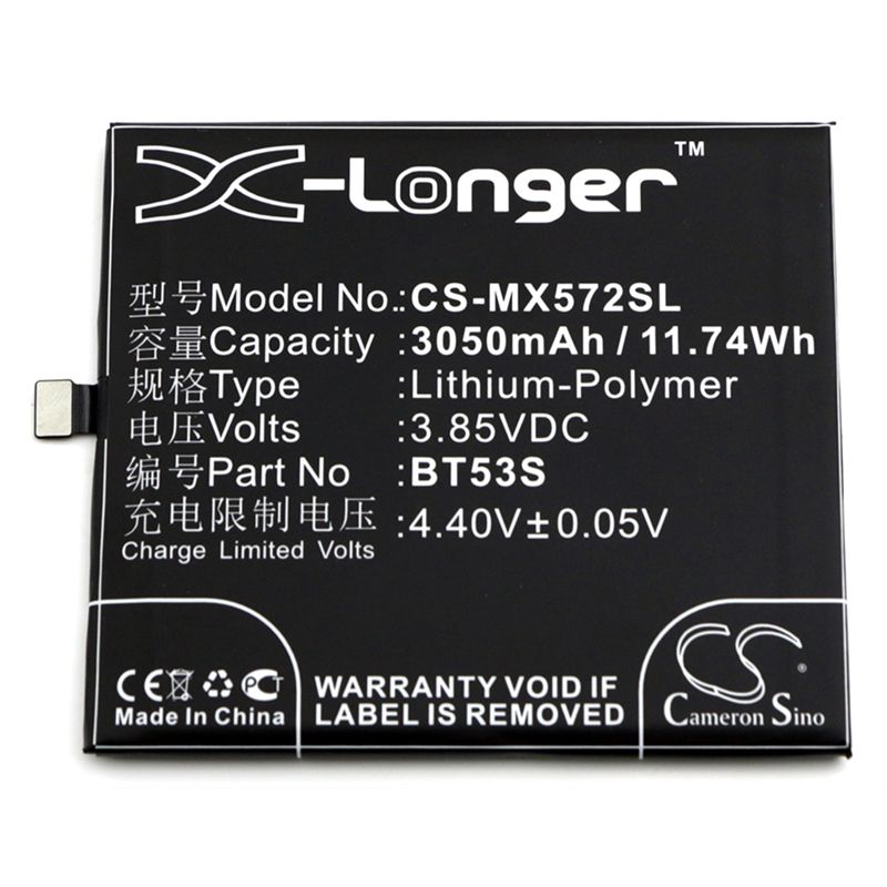 Li-Polymer Battery fits Meizu, m570q-s dual sim td-lte, pro 6s 3.85V, 3050mAh Mobile & SmartPhone Cameron Sino Technology Limited