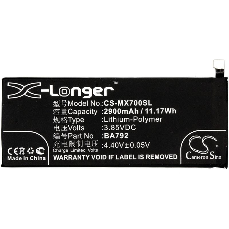 Li-polymer Battery Fits Meizu, M792c, M792q, Pro 7 3.85v, 2900mah Mobile & SmartPhone Cameron Sino Technology Limited