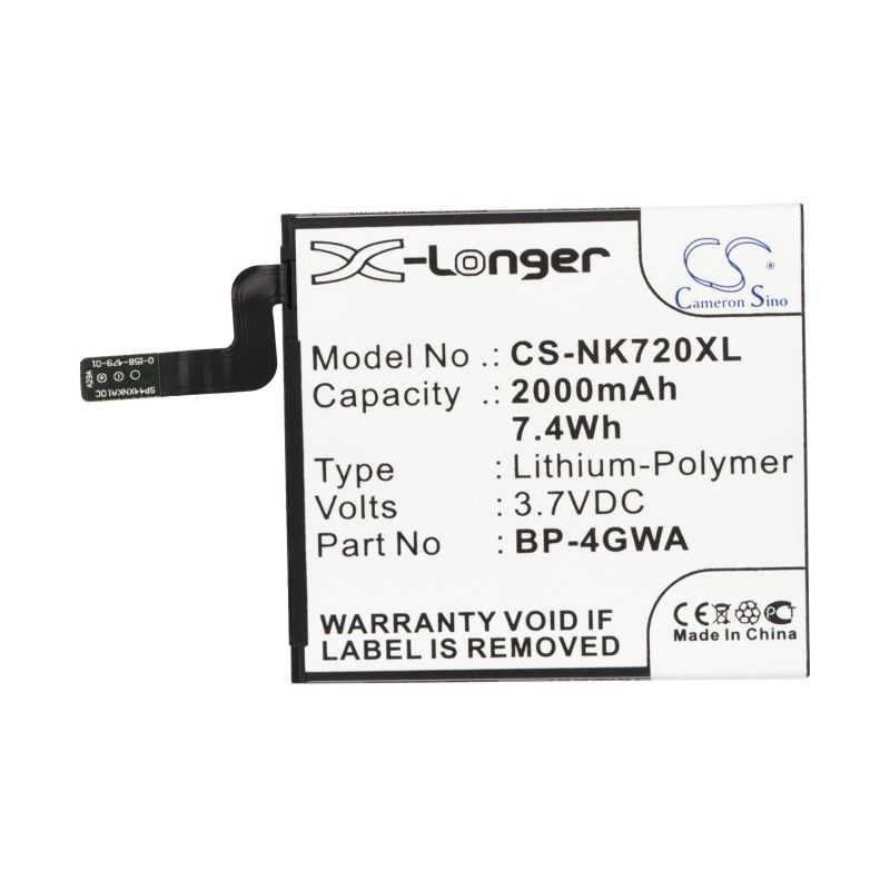 Li-polymer Battery Fits Microsoft, Lumia 625, Lumia 625h, Lumia 720 3.7v, 2000mah Mobile & SmartPhone Cameron Sino Technology Limited