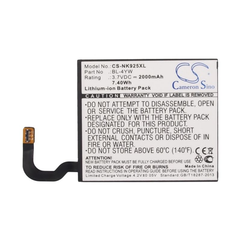 Li-ion Battery fits Microsoft, lumia 925, lumia 925.2, lumia 925t 3.7V, 2000mAh Mobile & SmartPhone Cameron Sino Technology Limited