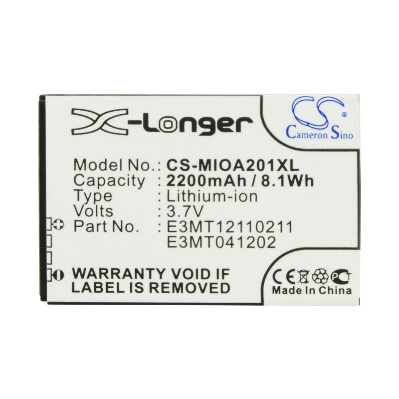 Li-ion Battery fits Mitac, mio a200, mio a201 3.7V, 2200mAh Communications Cameron Sino Technology Limited (Suspended)