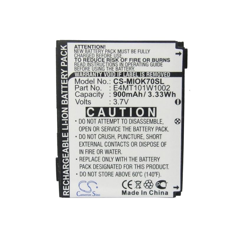 Li-ion Battery fits Mitac, mio explora k70, mio explora k75 3.7V, 900mAh Communications Cameron Sino Technology Limited (Suspended)