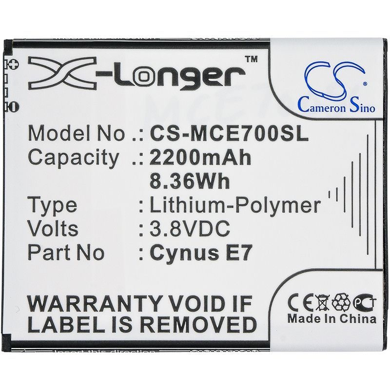Li-Polymer Battery fits Mobistel, cynus e7 3.8V, 2200mAh Mobile & SmartPhone Cameron Sino Technology Limited