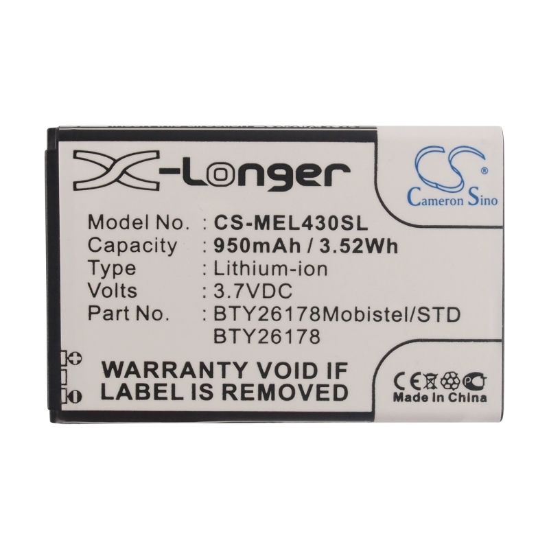Li-ion Battery fits Mobistel, el430, el430 dual 3.7V, 950mAh Mobile & SmartPhone Cameron Sino Technology Limited