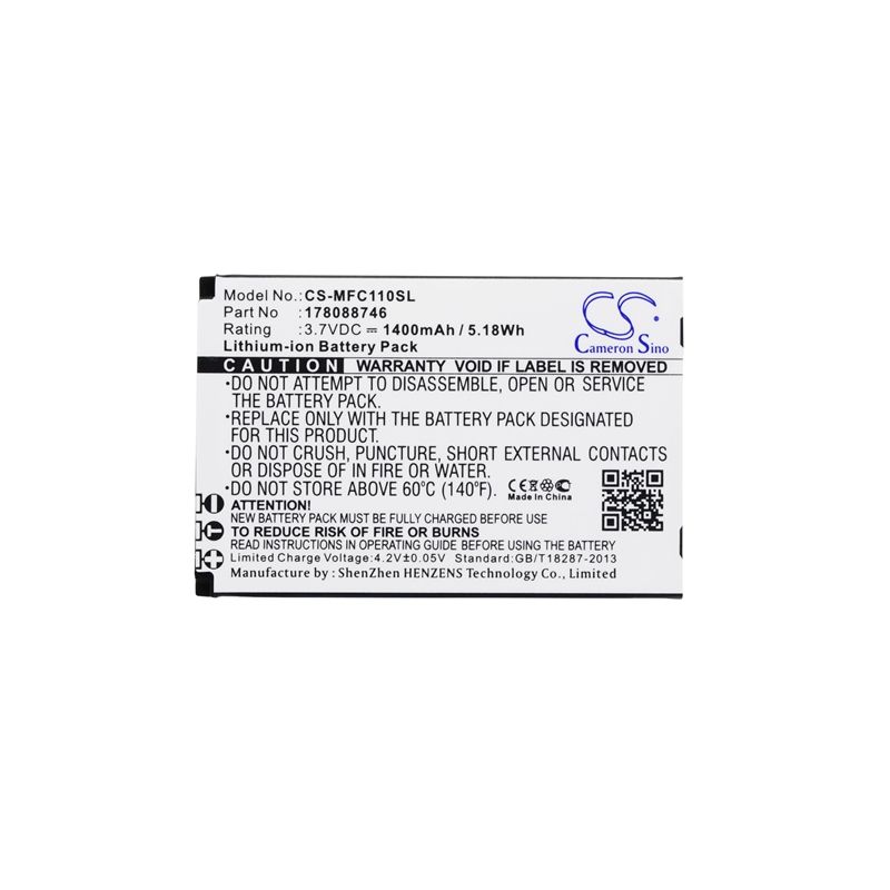 Li-ion Battery fits Mobiwire, cygnus mini 3.7V, 1400mAh Mobile & SmartPhone Cameron Sino Technology Limited