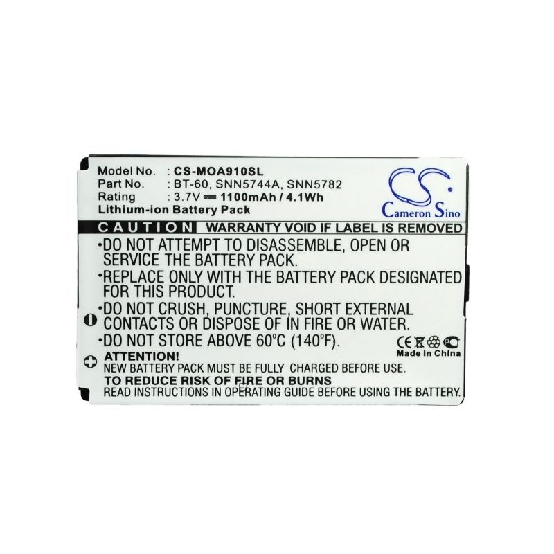 Li-ion Battery fits Motorola, a910, c980, e1070 3.7V, 1100mAh Mobile & SmartPhone Cameron Sino Technology Limited