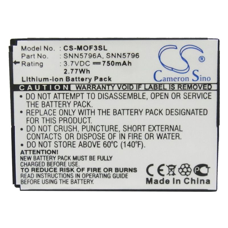 Li-ion Battery fits Motorola, em25, em325, f3 3.7V, 750mAh Mobile & SmartPhone Cameron Sino Technology Limited
