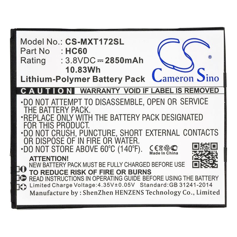 Li-Polymer Battery fits Motorola, moto c plus, moto c plus dual sim, xt1723 3.8V, 2850mAh Mobile & SmartPhone Cameron Sino Technology Limited