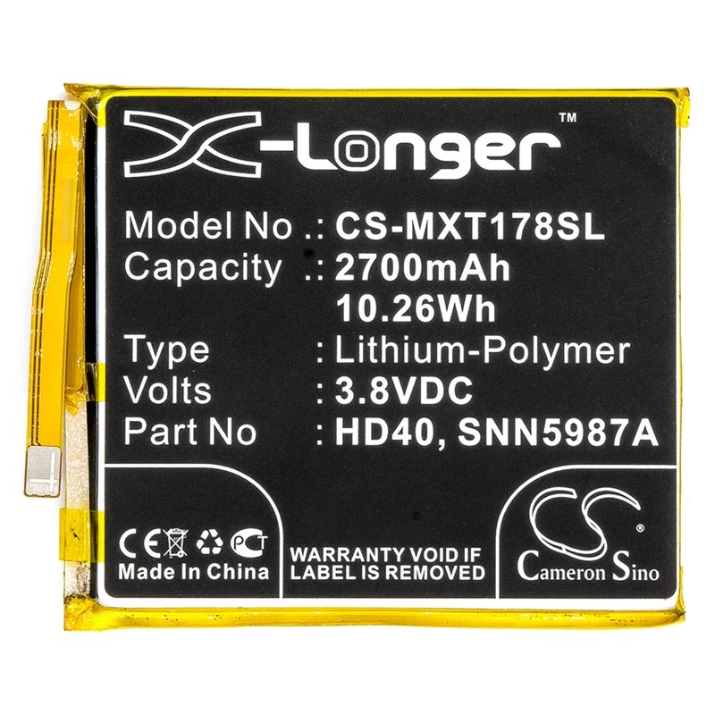 Li-Polymer Battery fits Motorola, moto z force 2nd, moto z force 2nd gen, moto z2 force 3.8V, 2700mAh Mobile & SmartPhone Cameron Sino Technology Limited