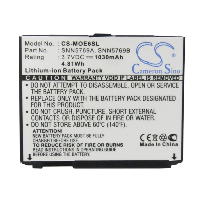Li-ion Battery fits Motorola, motorokr e6 3.7V, 1030mAh Mobile & SmartPhone Cameron Sino Technology Limited