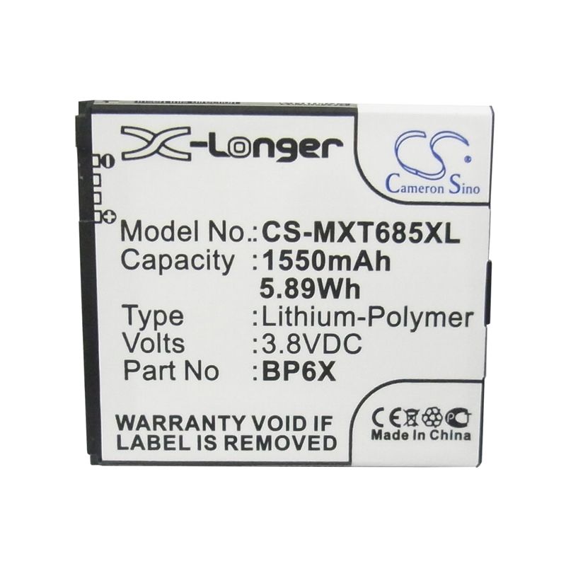 Li-polymer Battery Fits Motorola, Motosmart Plus, Pro, Pro Plus 3.8v, 1550mah Mobile & SmartPhone Cameron Sino Technology Limited