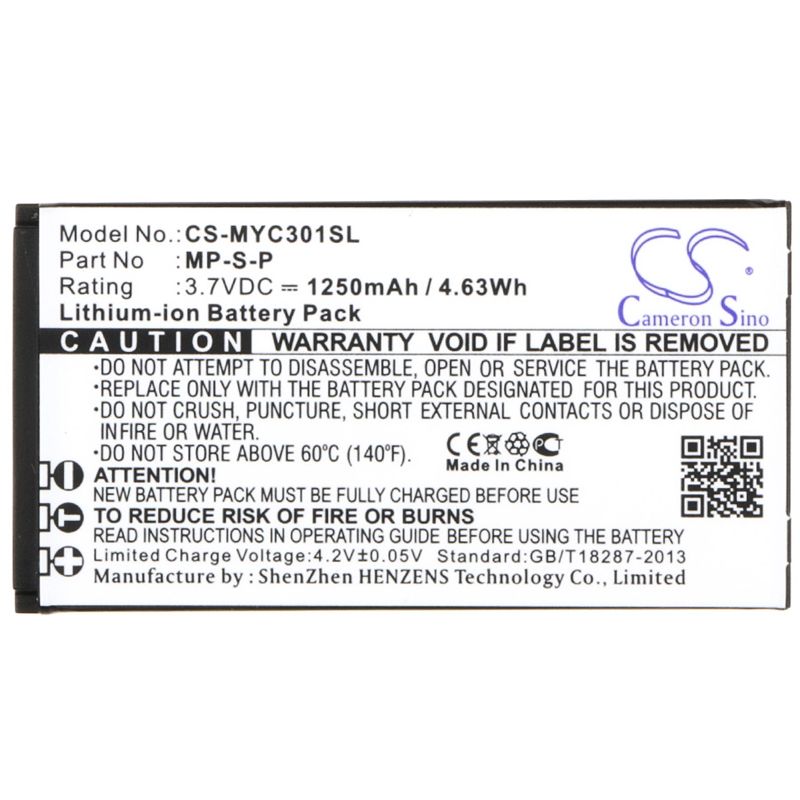 Li-ion Battery fits Myphone, 3010 classic 3.7V, 1250mAh Mobile & SmartPhone Cameron Sino Technology Limited